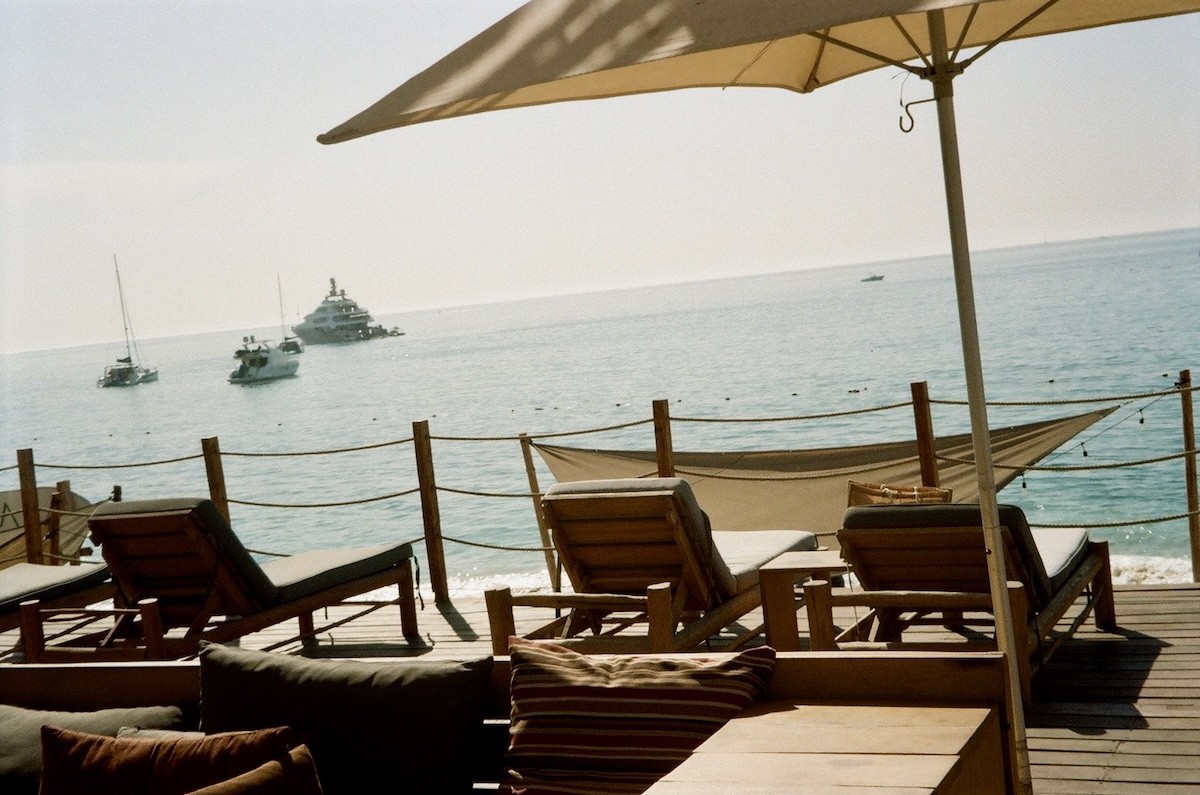 Lounge chairs on the beach of Cabo